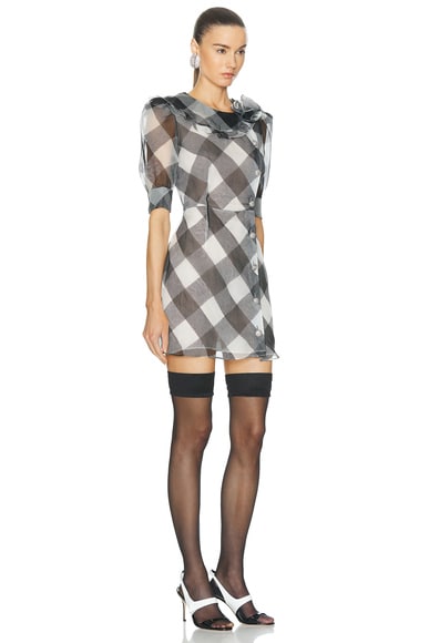 Shop Alessandra Rich Mini Dress With Jewel Buttons In White & Black