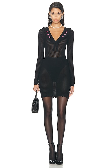 Black long sleeve embellished dress new arrivals