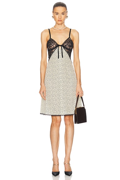 Alessandra Rich Slip Dress in Cream & Black