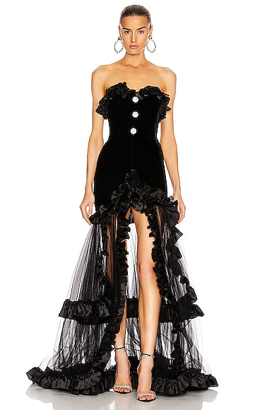 alessandra rich dress black Alessandra Rich - Lace Bustier Dress - 42