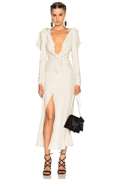 Pistachio Knotted Silk Dress