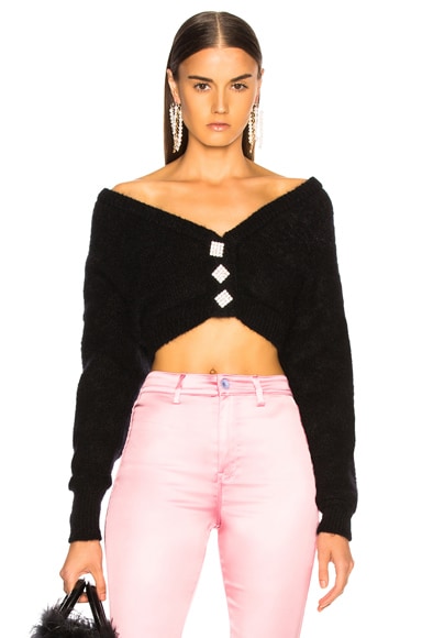 Cropped Mohair Off Shoulder Cardigan