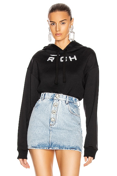 Alessandra Rich graphic-print cotton hoodie - Grey