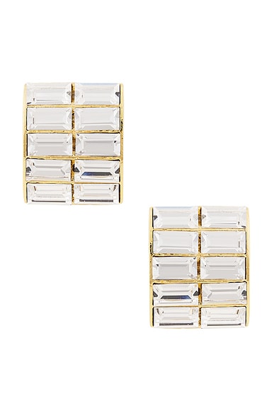 Alessandra Rich Crystal Earrings in Crystal & Gold