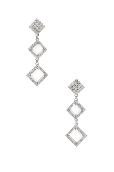 Long Diamond Crystal & Plexiglass Earrings