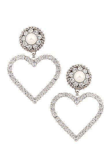 Alessandra rich crystal heart earrings with pearl clip hotsell