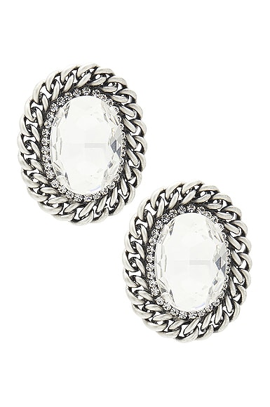Crystal and Chain Oval Earrings