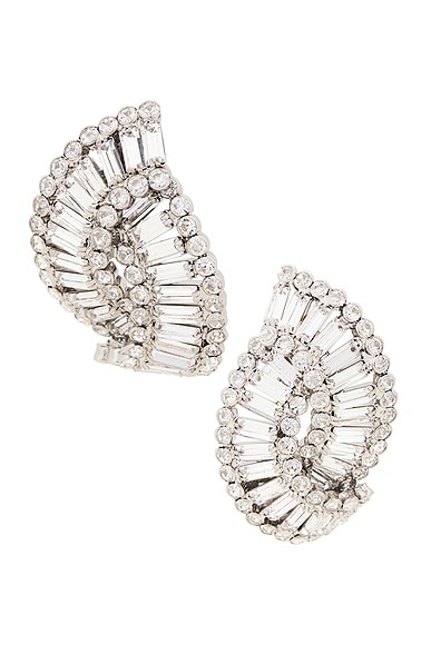 Alessandra Rich Shell Earrings in Crystal & Silver