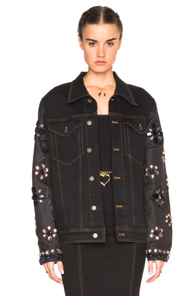 Denim Jacket with Embellished Sleeves