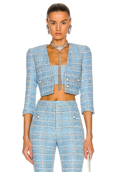 Checked Tweed Cropped Jacket