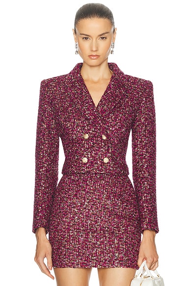 Alessandra Rich Sequin Jacket in Purple & Black
