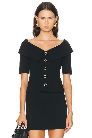 Wool Crepe Off The Shoulder Jacket