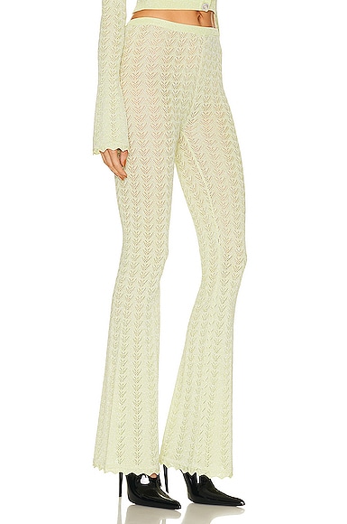 Shop Alessandra Rich Lace Knit Flare Pants In Green