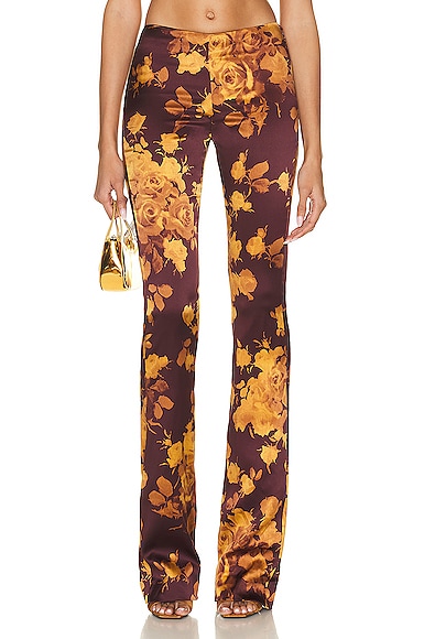 Alessandra Rich Low Rise Pant in Brown