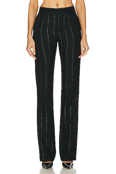 Alessandra Rich Lurex Pinstripe Trousers in Black &gold