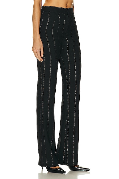 Shop Alessandra Rich Lurex Pinstripe Trousers In Black &gold
