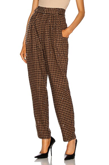 Vichy Sequin Tweed High Waisted Trousers
