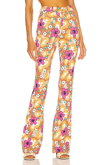 70s Floral High Waisted Flared Trouser