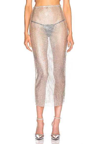 Crystal Net Midi Skirt