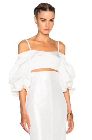 Silk Moire Balloon Sleeve Bralette