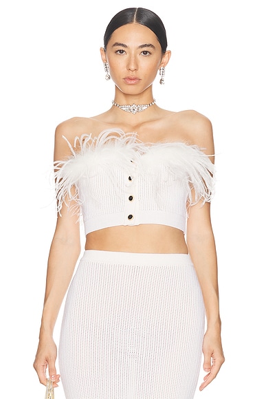 Alessandra Rich Strapless Cropped Top in White
