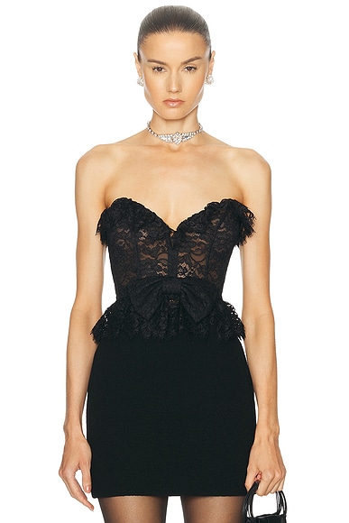 Alessandra Rich Bustier Top in Black