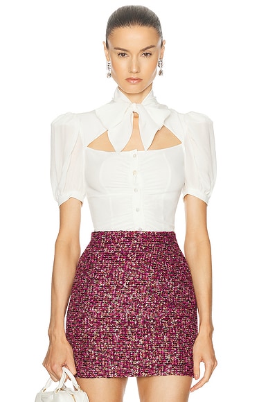 ALESSANDRA RICH トップス Alessandra Rich logo-appliqué Lace Crop Top | Black | FARFETCH