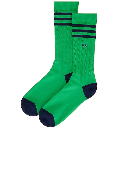 Shop Adidas Originals Socks In Vivid Green & Collegiate Navy