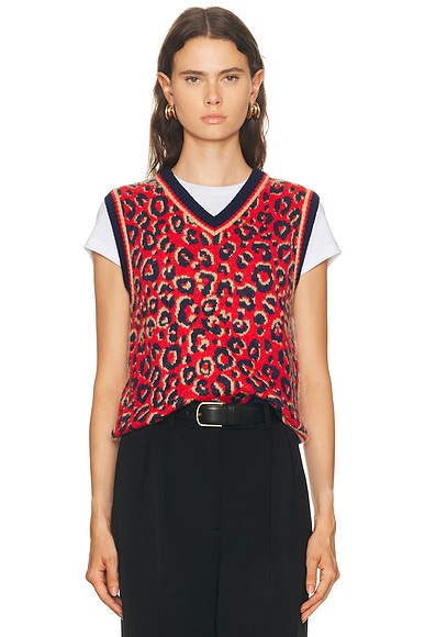 adidas by Wales Bonner Knit Vest in Navy, Beige, & Better Scarlet