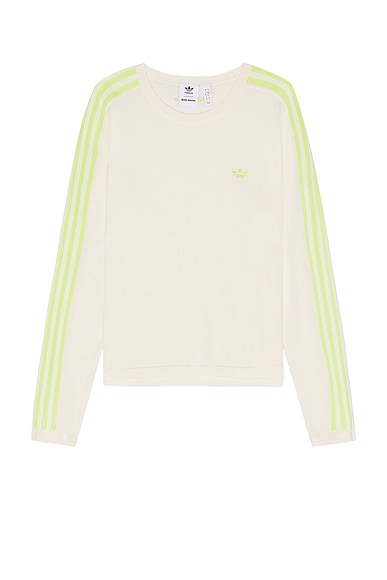 adidas by Wales Bonner Knit Long Sleeve Tee in Chalk White & Semi Frozen Yellow