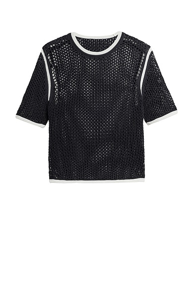 adidas by Wales Bonner Knit Tee in Wonder White, Green, Bluebird, & Night Indigo