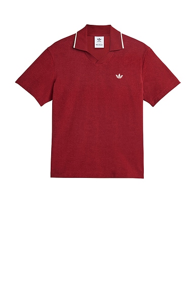 adidas by Wales Bonner Short Sleeve Polo in Collegiate Burgundy