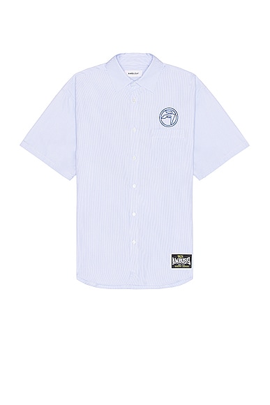 Shop Ambush Emblem Striped Short Sleeve Shirt In Ballad Blue