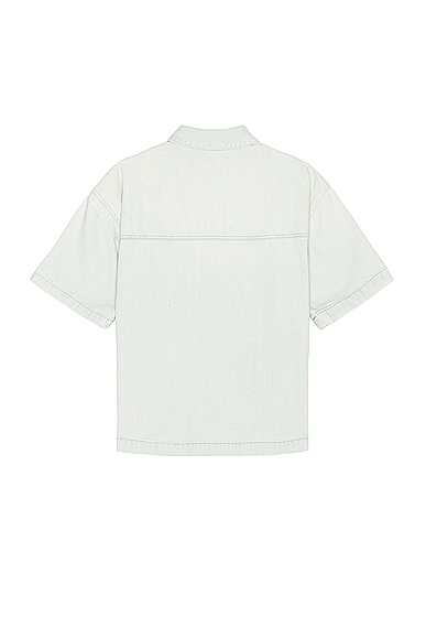 Shop Ambush Boxy Fit Short Sleeve Denim Shirt In Light Blue