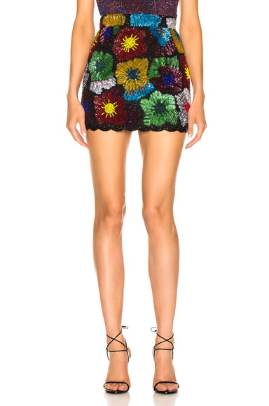 Psychedahlia Beaded Mini Skirt
