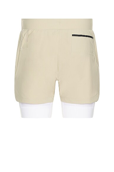 Shop Asrv Tetra-lite 5 Liner Short In Sand Smoke,white