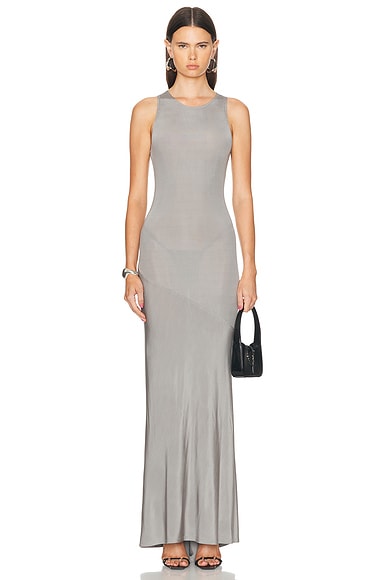 Shop Atlein Sleeveless Long Dress In Grey