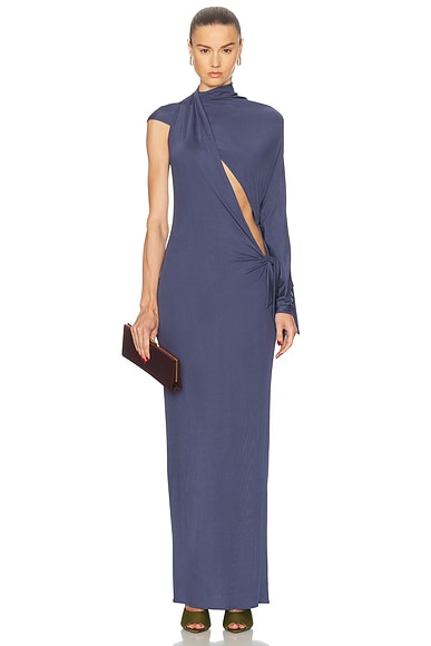 Atlein One Shoulder Cut Out Draped Dress in Coa Off White | FWRD
