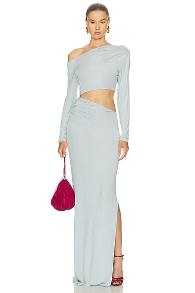 Atlein Cut Out Long Dress in Ciel