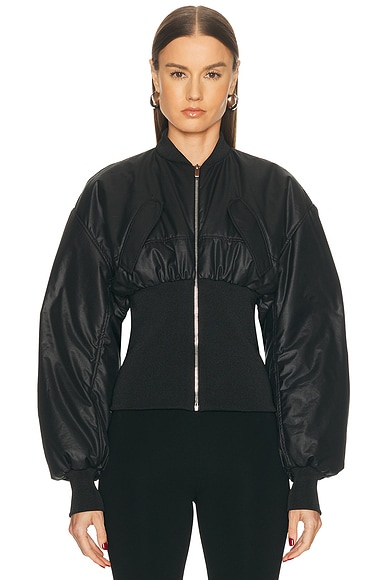 Ribbed Waist Bomber Jacket