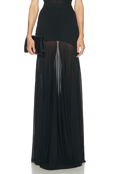 Atlein Long Godet Skirt in Black