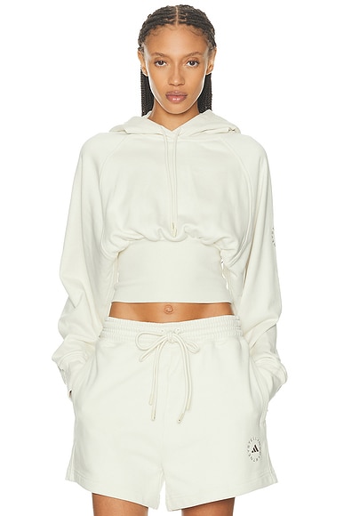 adidas by Stella McCartney Cropped Hoodie in Almond Milk