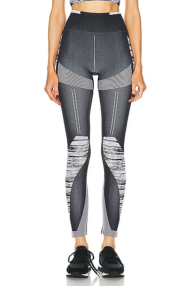 adidas by Stella McCartney True Strength Seamless Yoga Legging in Black, White, & Chalk Pearl
