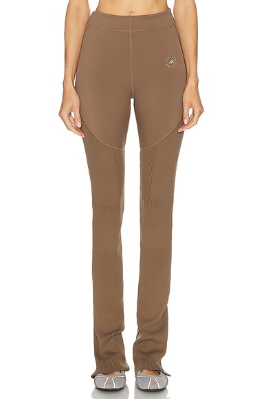 adidas by Stella McCartney Knit Mix Pant in Brown Moss & Umber
