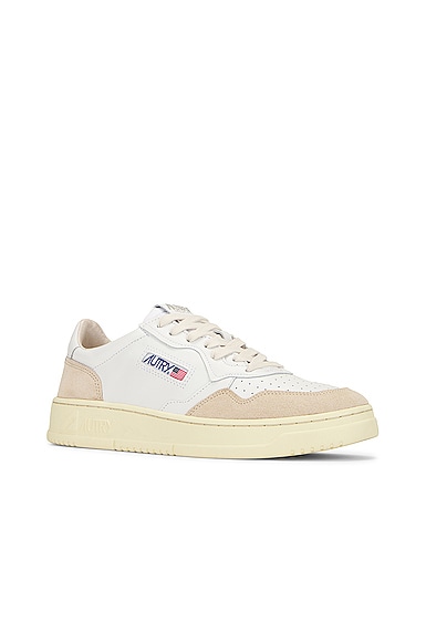Shop Autry Medalist Low Leather Suede Sneaker In White
