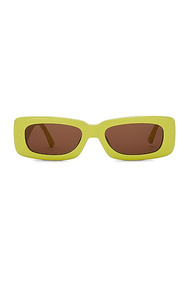 Mini Marfa Rectangular Sunglasses in Yellow