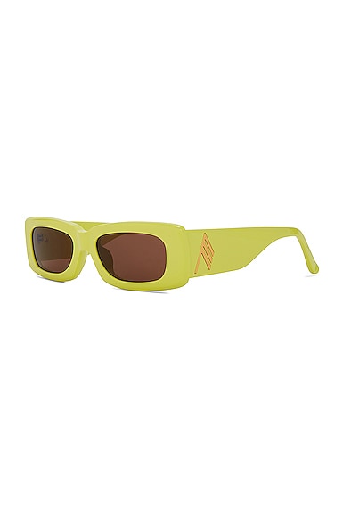 Shop Attico Mini Marfa Rectangular Sunglasses In Yellow