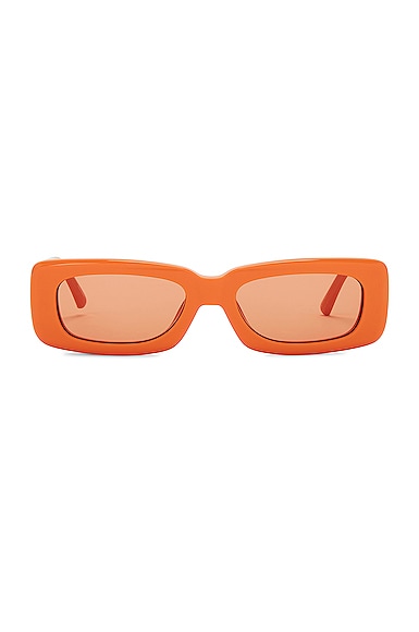 Shop Attico Mini Marfa Rectangular Sunglasses In Orange