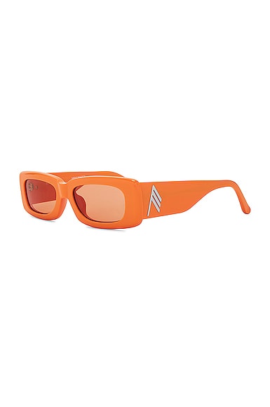 Shop Attico Mini Marfa Rectangular Sunglasses In Orange