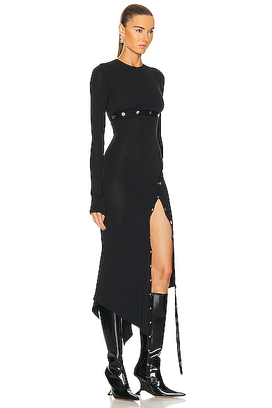 Shop Attico Long Sleeve Midi Dress In Black